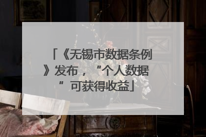 《无锡市数据条例》发布，“个人数据”可获得收益