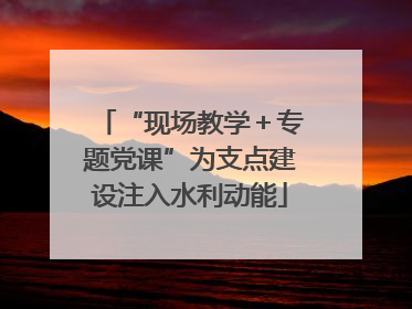 “现场教学＋专题党课”为支点建设注入水利动能