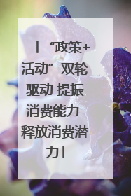 “政策+活动”双轮驱动 提振消费能力 释放消费潜力