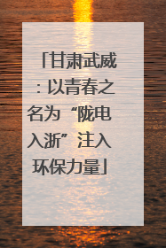 甘肃武威：以青春之名为“陇电入浙”注入环保力量