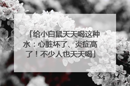 给小白鼠天天喝这种水：心脏坏了、炎症高了！不少人也天天喝