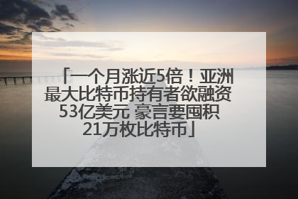 一个月涨近5倍！亚洲最大比特币持有者欲融资53亿美元 豪言要囤积21万枚比特币