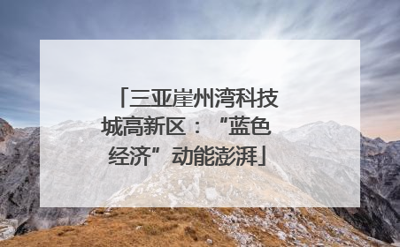 三亚崖州湾科技城高新区：“蓝色经济”动能澎湃