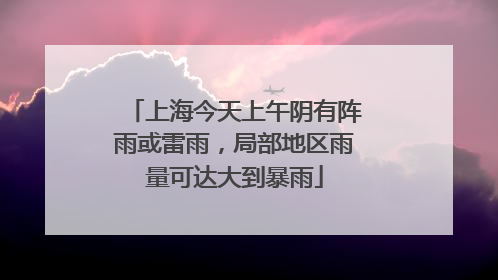 上海今天上午阴有阵雨或雷雨，局部地区雨量可达大到暴雨
