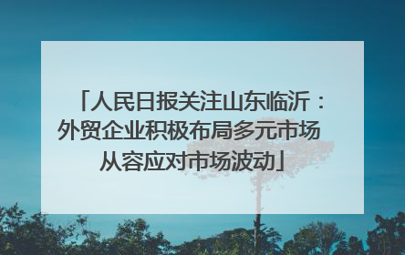 人民日报关注山东临沂：外贸企业积极布局多元市场 从容应对市场波动