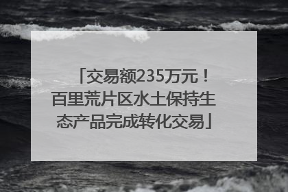 交易额235万元！百里荒片区水土保持生态产品完成转化交易
