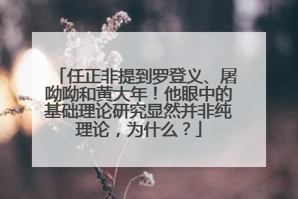 任正非提到罗登义、屠呦呦和黄大年！他眼中的基础理论研究显然并非纯理论，为什么？