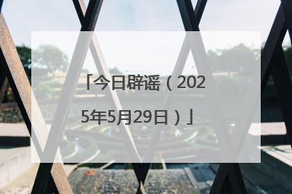今日辟谣（2025年5月29日）