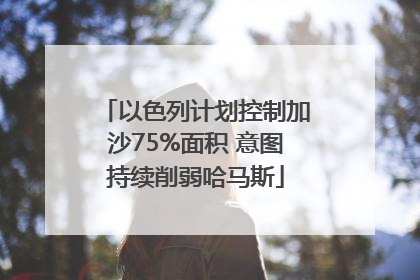 以色列计划控制加沙75%面积 意图持续削弱哈马斯