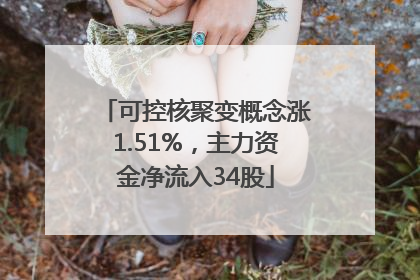 可控核聚变概念涨1.51%，主力资金净流入34股
