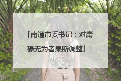 南通市委书记：对庸碌无为者果断调整