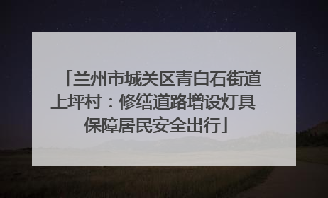 兰州市城关区青白石街道上坪村：修缮道路增设灯具 保障居民安全出行