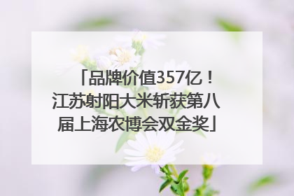 品牌价值357亿！江苏射阳大米斩获第八届上海农博会双金奖