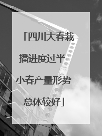 四川大春栽播进度过半 小春产量形势总体较好