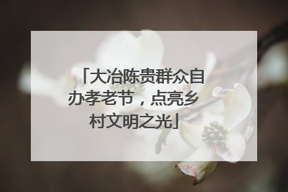 大冶陈贵群众自办孝老节，点亮乡村文明之光
