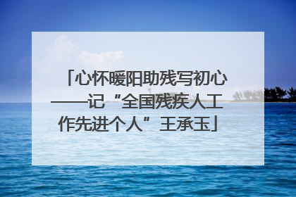 心怀暖阳助残写初心——记“全国残疾人工作先进个人”王承玉