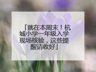 就在本周末！杭城小学一年级入学现场核验，这些提醒请收好
