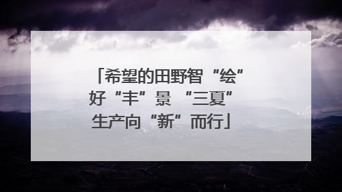 希望的田野智“绘”好“丰”景 “三夏”生产向“新”而行