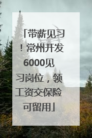 带薪见习！常州开发6000见习岗位，领工资交保险可留用