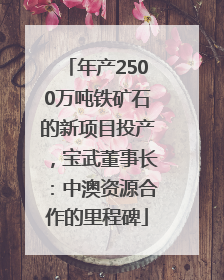 年产2500万吨铁矿石的新项目投产，宝武董事长：中澳资源合作的里程碑
