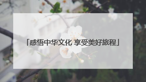 感悟中华文化 享受美好旅程