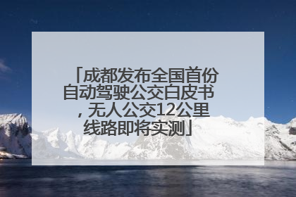 成都发布全国首份自动驾驶公交白皮书，无人公交12公里线路即将实测