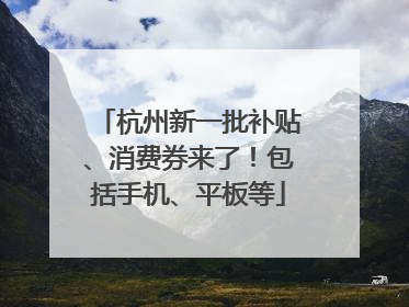 杭州新一批补贴、消费券来了！包括手机、平板等