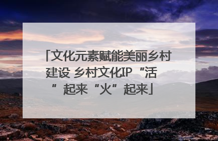 文化元素赋能美丽乡村建设 乡村文化IP“活”起来“火”起来