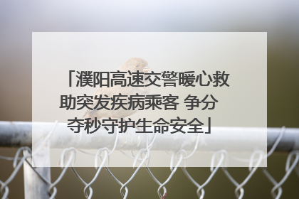 濮阳高速交警暖心救助突发疾病乘客 争分夺秒守护生命安全