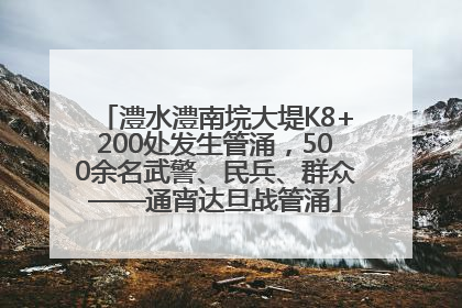 澧水澧南垸大堤K8+200处发生管涌，500余名武警、民兵、群众——通宵达旦战管涌