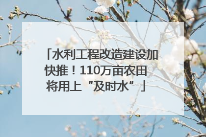 水利工程改造建设加快推！110万亩农田将用上“及时水”