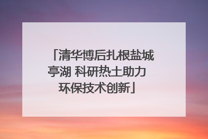 清华博后扎根盐城亭湖 科研热土助力环保技术创新