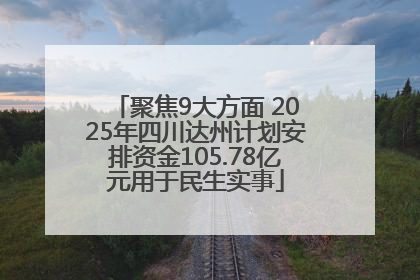 聚焦9大方面 2025年四川达州计划安排资金105.78亿元用于民生实事