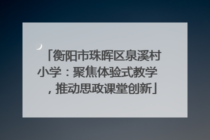 衡阳市珠晖区泉溪村小学：聚焦体验式教学，推动思政课堂创新