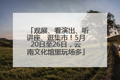观展、看演出、听讲座、逛集市！5月20日至26日，云南文化馆里玩场多