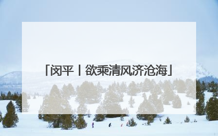 闵平丨欲乘清风济沧海