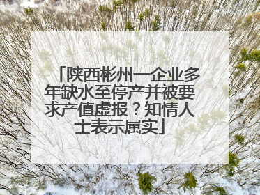 陕西彬州一企业多年缺水至停产并被要求产值虚报？知情人士表示属实