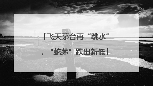 飞天茅台再“跳水”，“蛇茅”跌出新低
