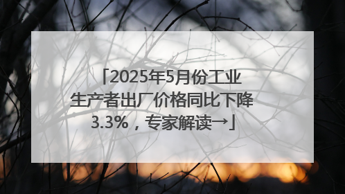 2025年5月份工业生产者出厂价格同比下降3.3%，专家解读→