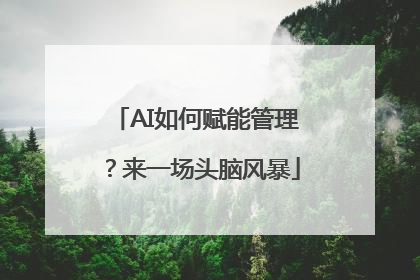 AI如何赋能管理？来一场头脑风暴